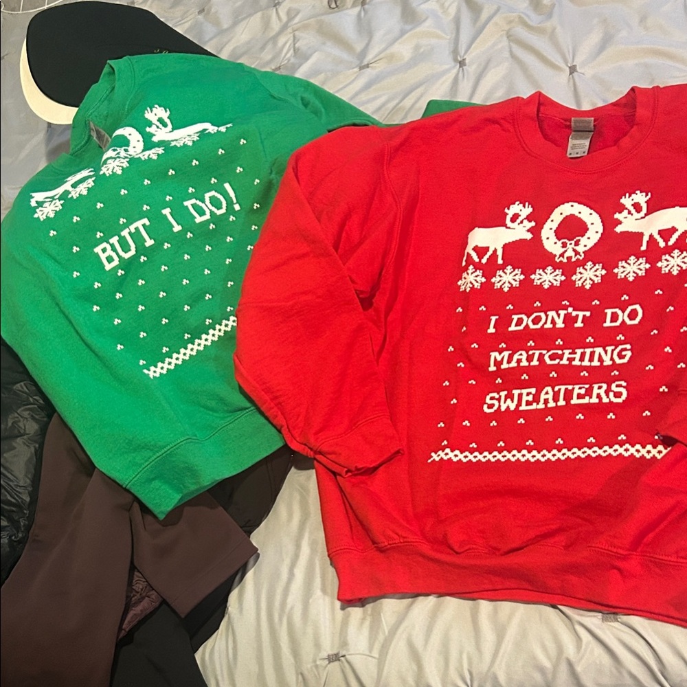 Gildan Red Holiday Sweater with White Design